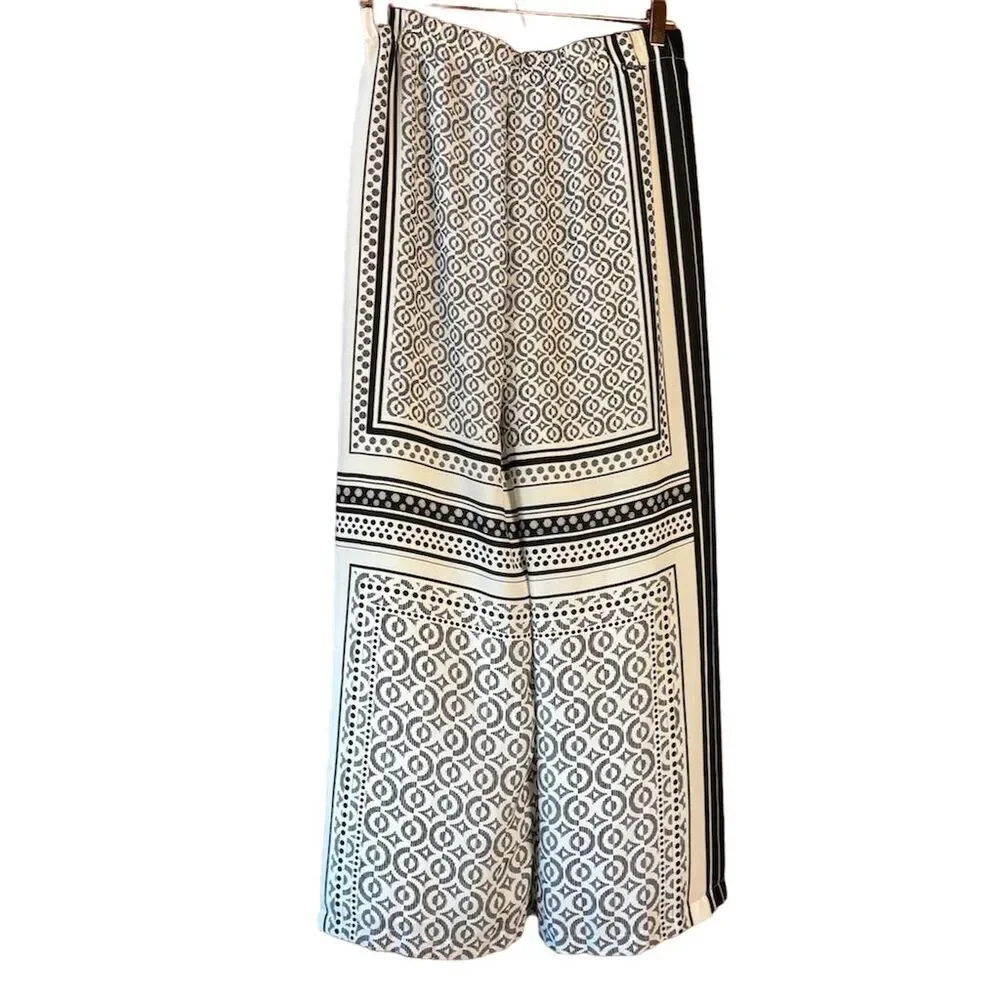 Black Label by Chico's Petite Palazzo Pants Geometric Print Size 0
